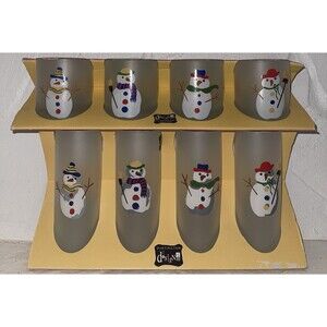 Set Of 8 Dartington Designs Frosted Snowman Glasses Bundle